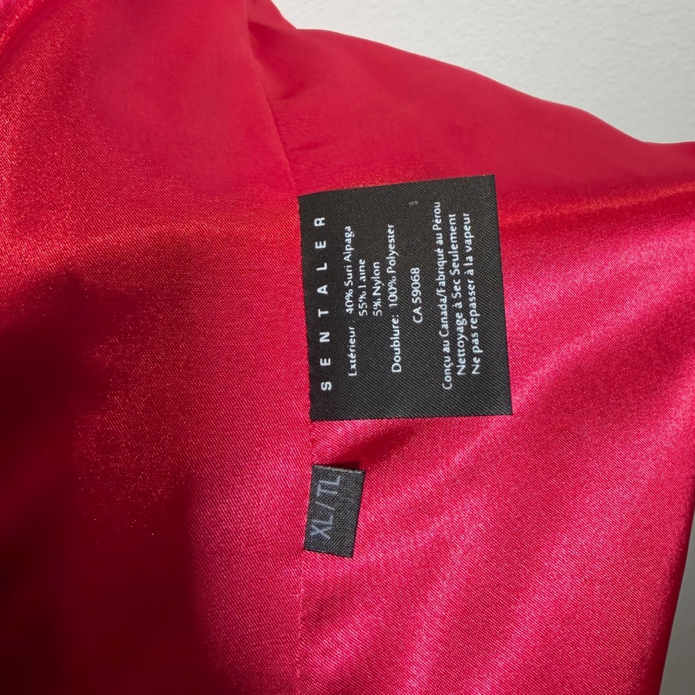 Sentaler Red Baby Alpaca Long Large Notched Collar Wrap Coat Sz XL - Picture 11 of 15
